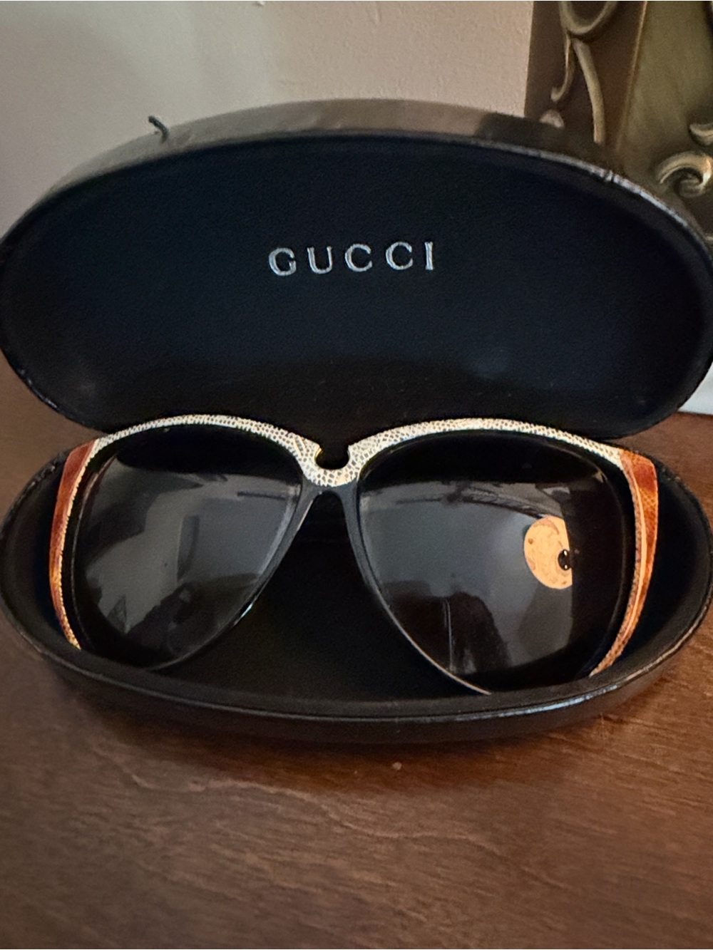Gucci Cat-Eye Sunglasses with Brown Lenses and Speckled Trim